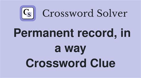 permanent crossword clue|More.